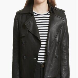 VINCE - Crop Leather Trench Coat
